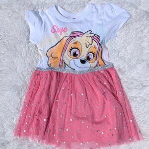 Girls' Paw Patrol Skye Dress – White Top & Sparkling Pink Tulle Skirt NWOT